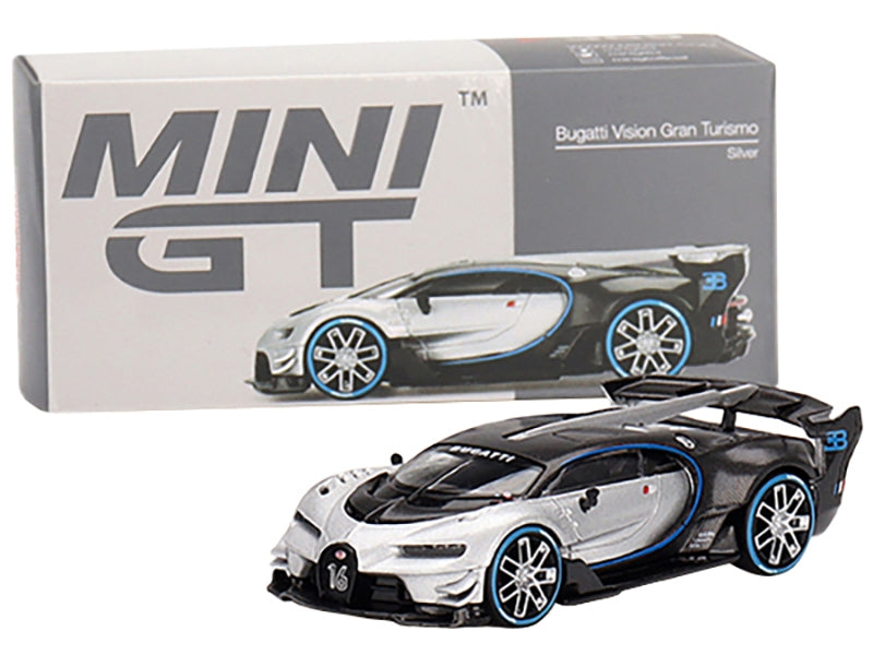 Bugatti Vision Gran Turismo Silver Metallic and Carbon Limited Edition to 9600 pieces Worldwide 1/64 Diecast Model Car by True Scale Miniatures True Scale Miniatures