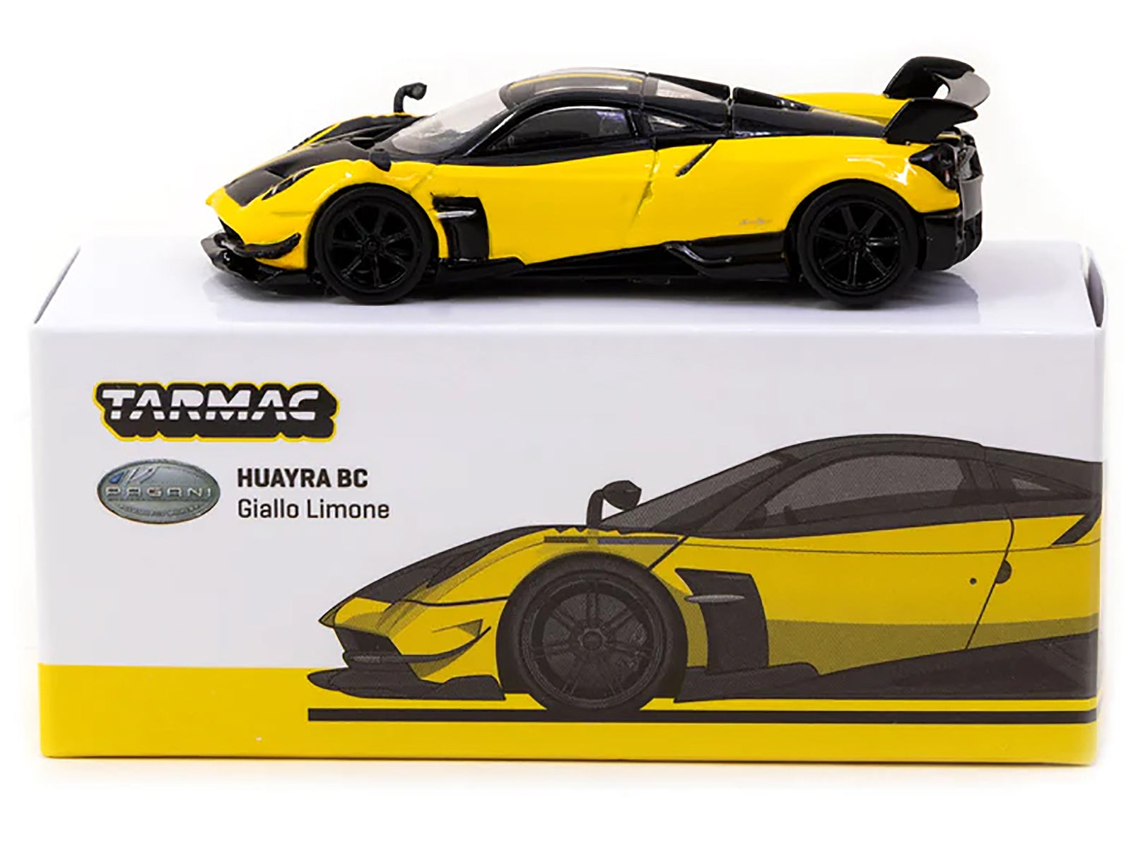 Pagani Huayra BC Giallo Limone Yellow and Black "Global64" Series 1/64 Diecast Model Car by Tarmac Works Tarmac Works