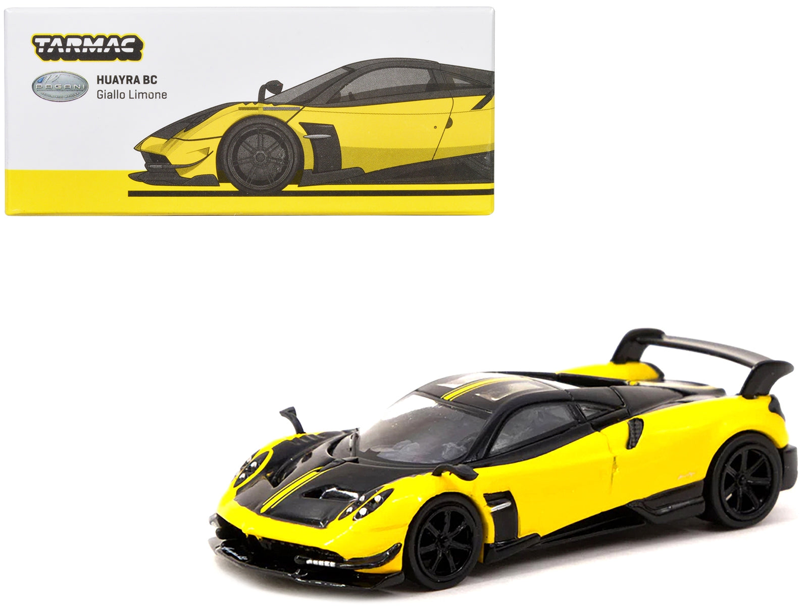 Pagani Huayra BC Giallo Limone Yellow and Black "Global64" Series 1/64 Diecast Model Car by Tarmac Works Tarmac Works