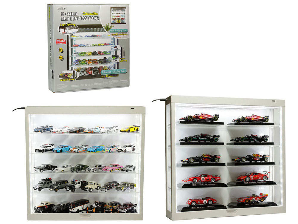 Showcase Wall Mount 5 Tier Display Case White with White Back Panel "Mijo Exclusives" for 1/64-1/43 Scale Models Other