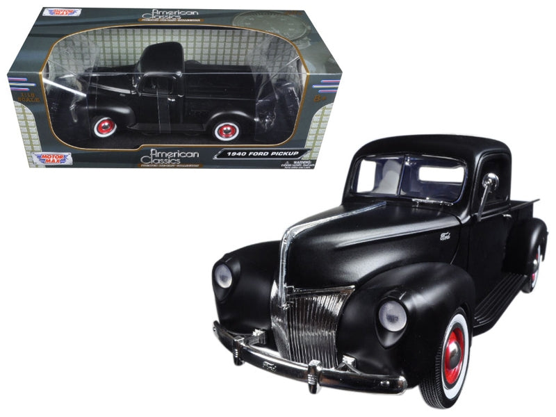 1940 Ford Pickup Matt Black 1/18 Diecast Model Car by Motormax Motormax