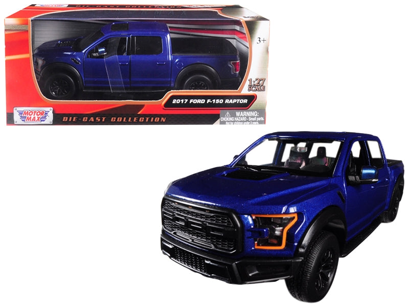 2017 Ford F-150 Raptor Pickup Truck Blue with Black Wheels 1/27 Diecast Model Car by Motormax Motormax