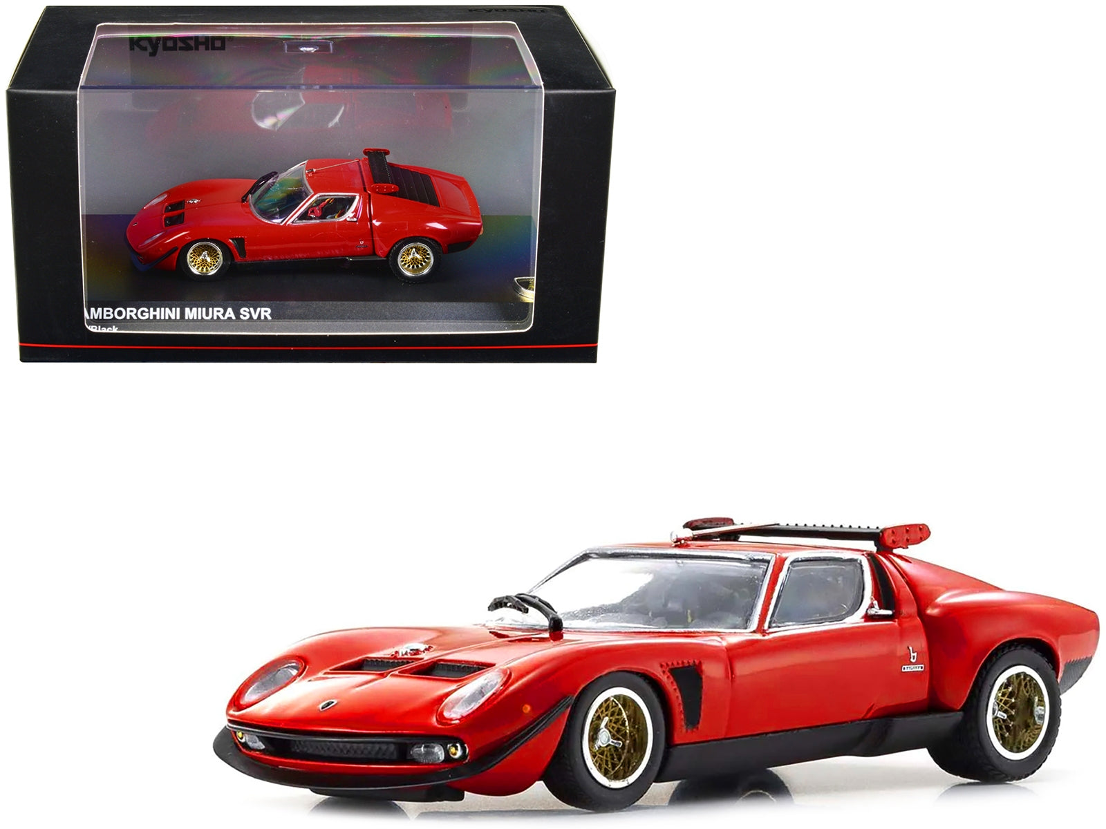 Lamborghini Miura SVR Red with Black Accents and Gold Wheels 1/43 Diecast Model Car by Kyosho Kyosho