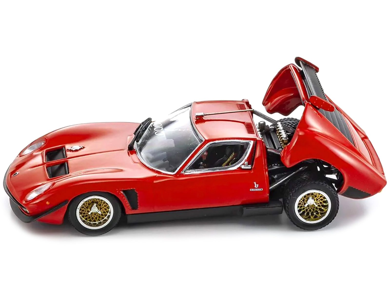 Lamborghini Miura SVR Red with Black Accents and Gold Wheels 1/43 Diecast Model Car by Kyosho Kyosho