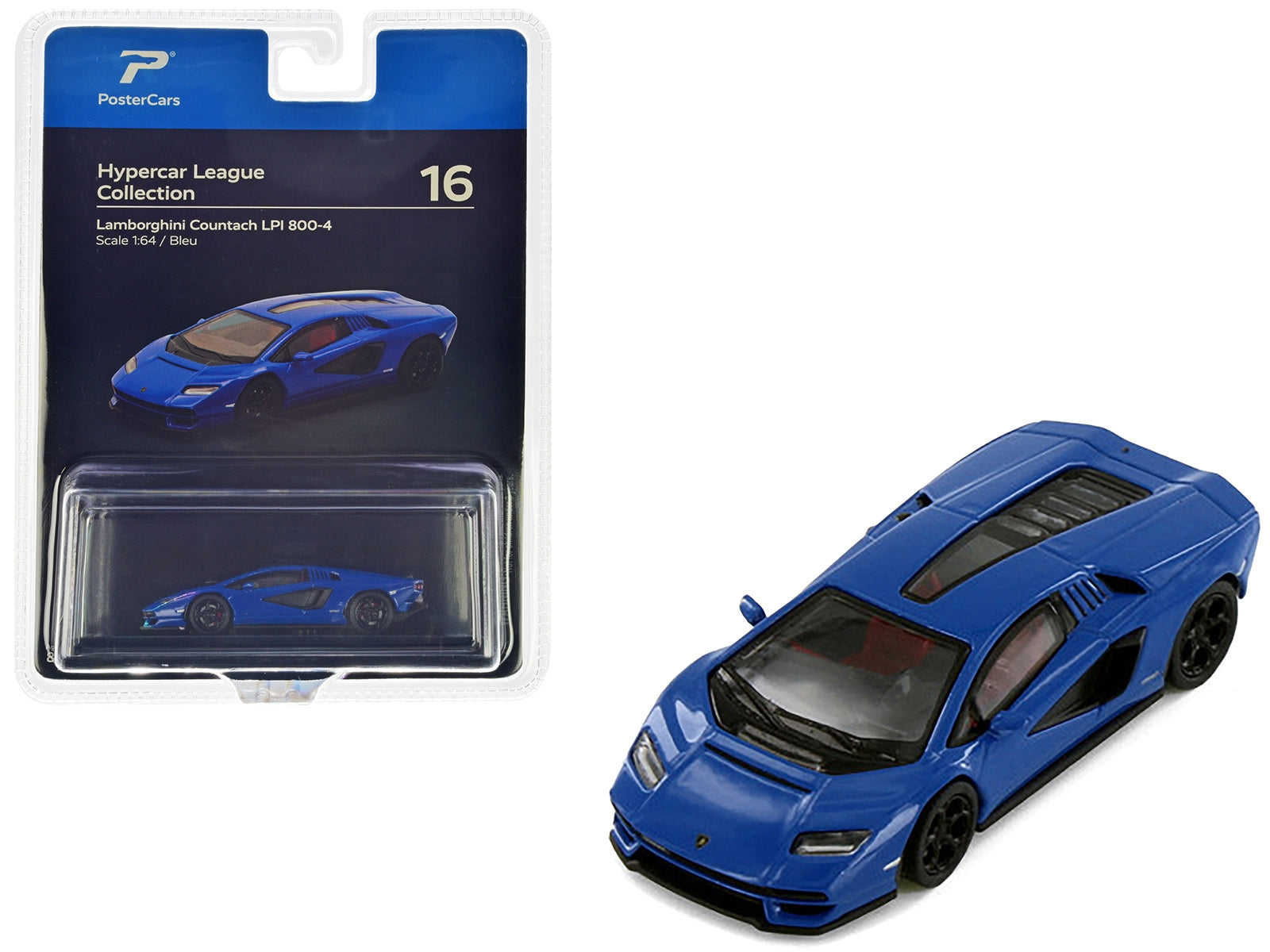 Lamborghini Countach LPI 800-4 Blue "Hypercar League Collection" 1/64 Diecast Model Car by PosterCars PosterCars