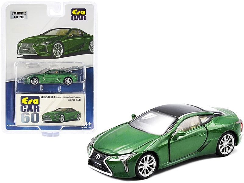 Lexus LC500 Nori Green Metallic with Black Top Limited Edition to 1200 pieces 1/64 Diecast Model Car by Era Car Era Car