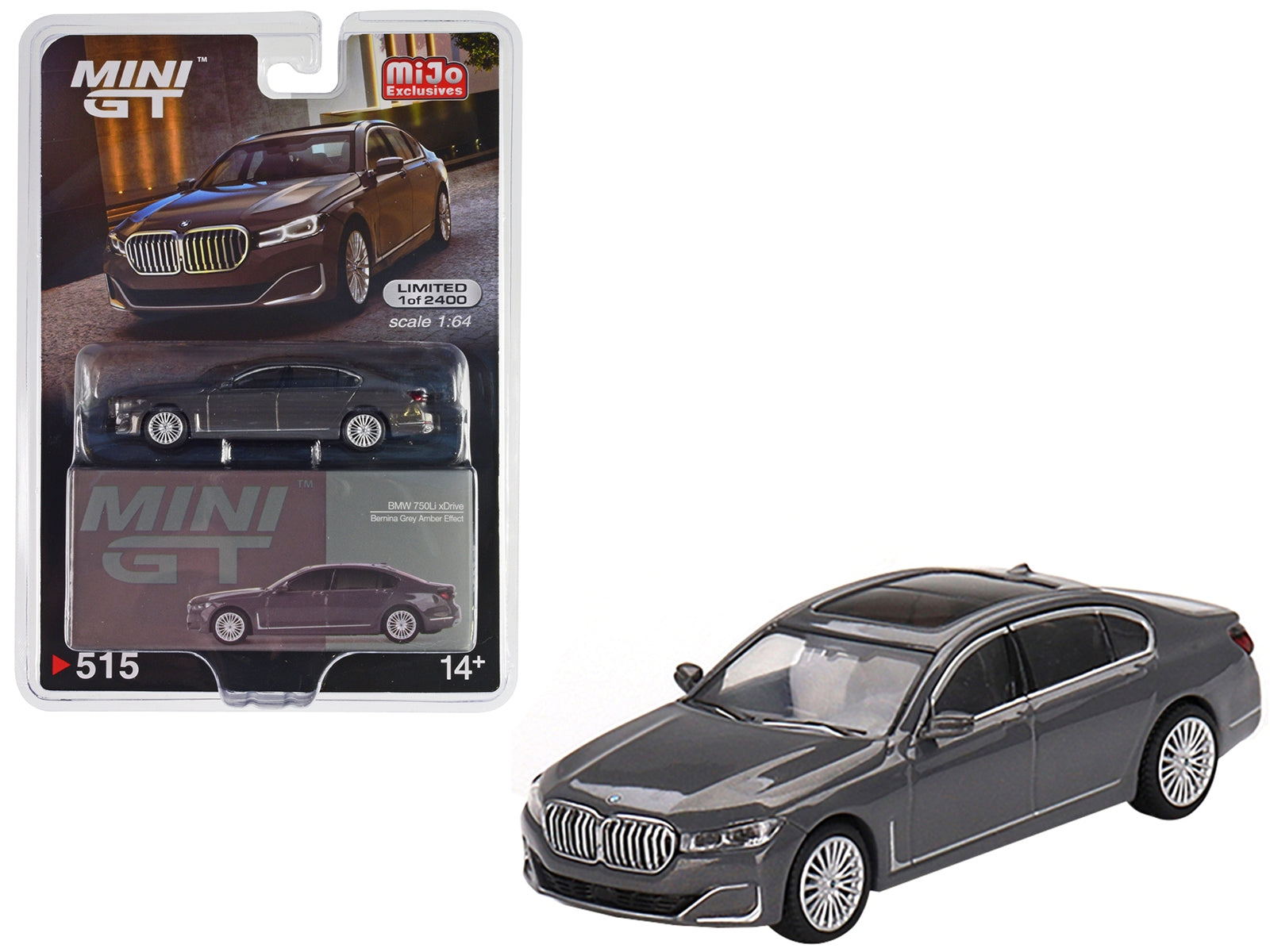 BMW 750Li xDrive Bernina Gray Amber Effect with Sunroof Limited Edition to 2400 pieces Worldwide 1/64 Diecast Model Car by True Scale Miniatures True Scale Miniatures