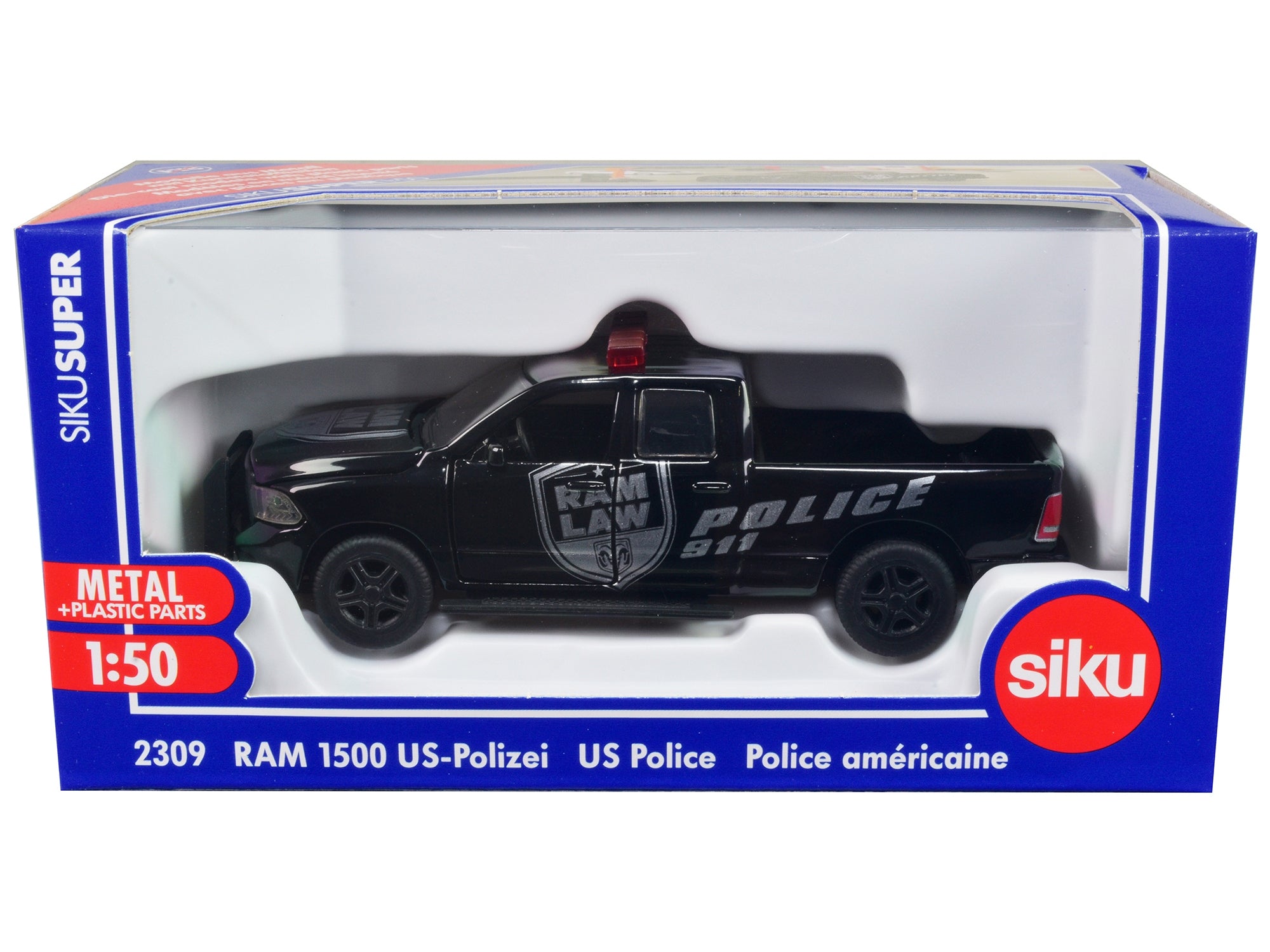 RAM 1500 Pickup Truck Police Black "Raw Law" 1/50 Diecast Model Car by Siku SIKU