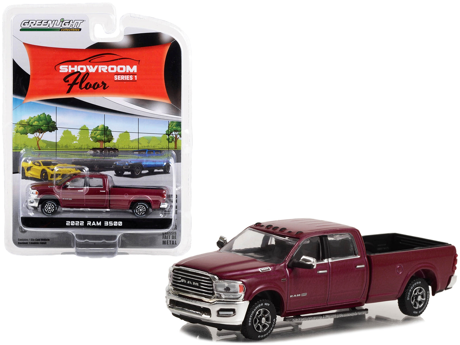 2022 Ram 3500 Limited Longhorn Pickup Truck Delmonico Red Metallic "Showroom Floor" Series 1 1/64 Diecast Model Car by Greenlight Greenlight