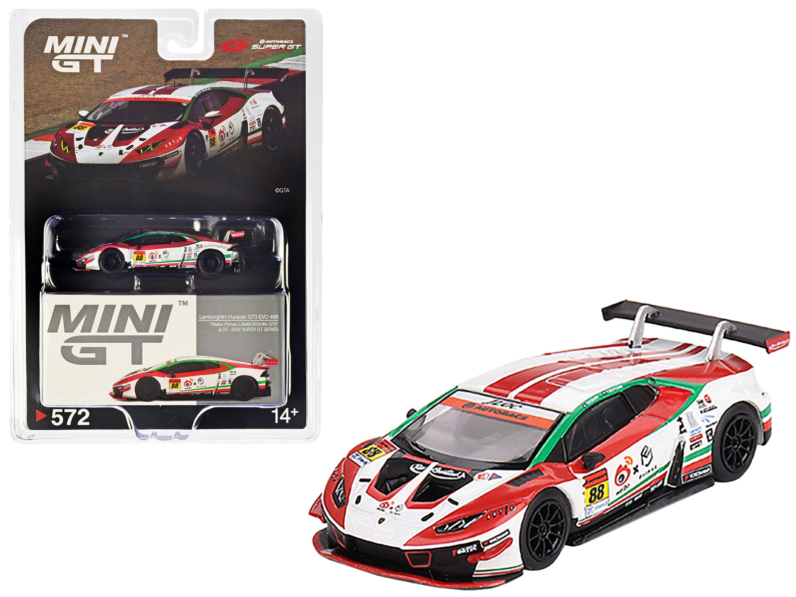 Lamborghini Huracan GT3 EVO #88 Takashi Kogure - Yuya Motojima "Weibo Primez - JLOC" "Super GT Series" (2022) Limited Edition 1/64 Diecast Model Car by True Scale Miniatures True Scale Miniatures