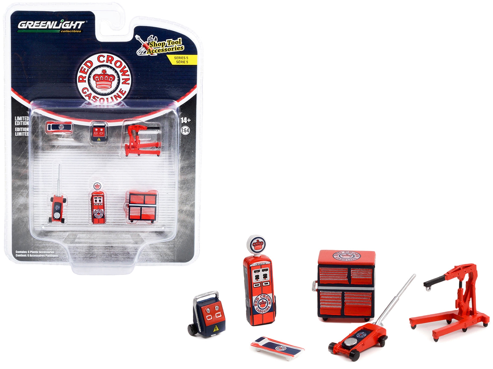 "Red Crown Gasoline" 6 piece Shop Tools Set "Shop Tool Accessories" Series 5 1/64 Models by Greenlight Greenlight