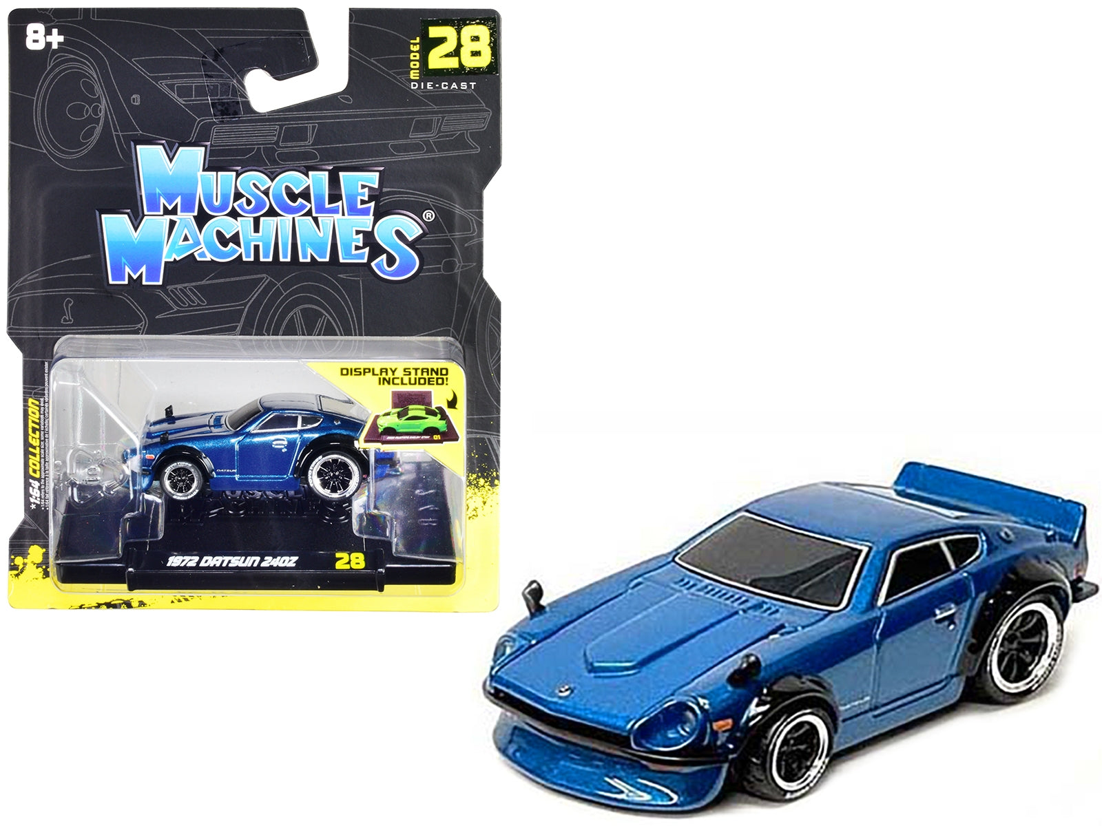 1972 Datsun 240Z Blue Metallic 1/64 Diecast Model Car by Muscle Machines Muscle Machines