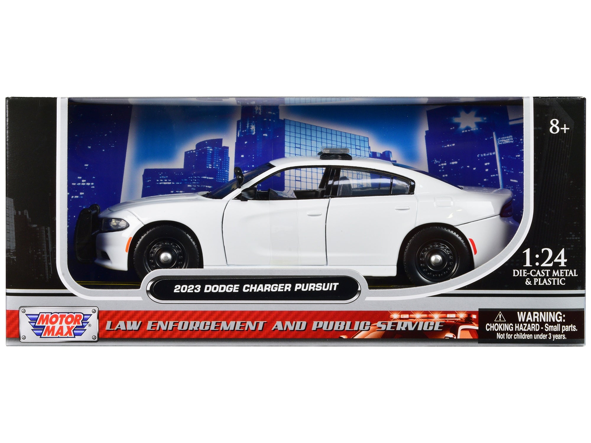 2023 Dodge Charger Pursuit Police Car Plain White "Law Enforcement and Public Service" Series 1/24 Diecast Model Car by Motormax Motormax