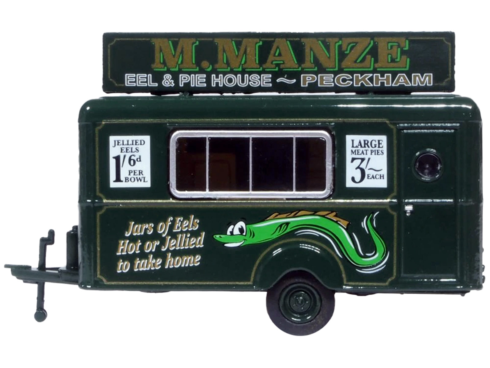 Mobile Food Trailer "M. Manze Eel and Pie House - Peckham" 1/87 (HO) Scale Diecast Model by Oxford Diecast Oxford Diecast