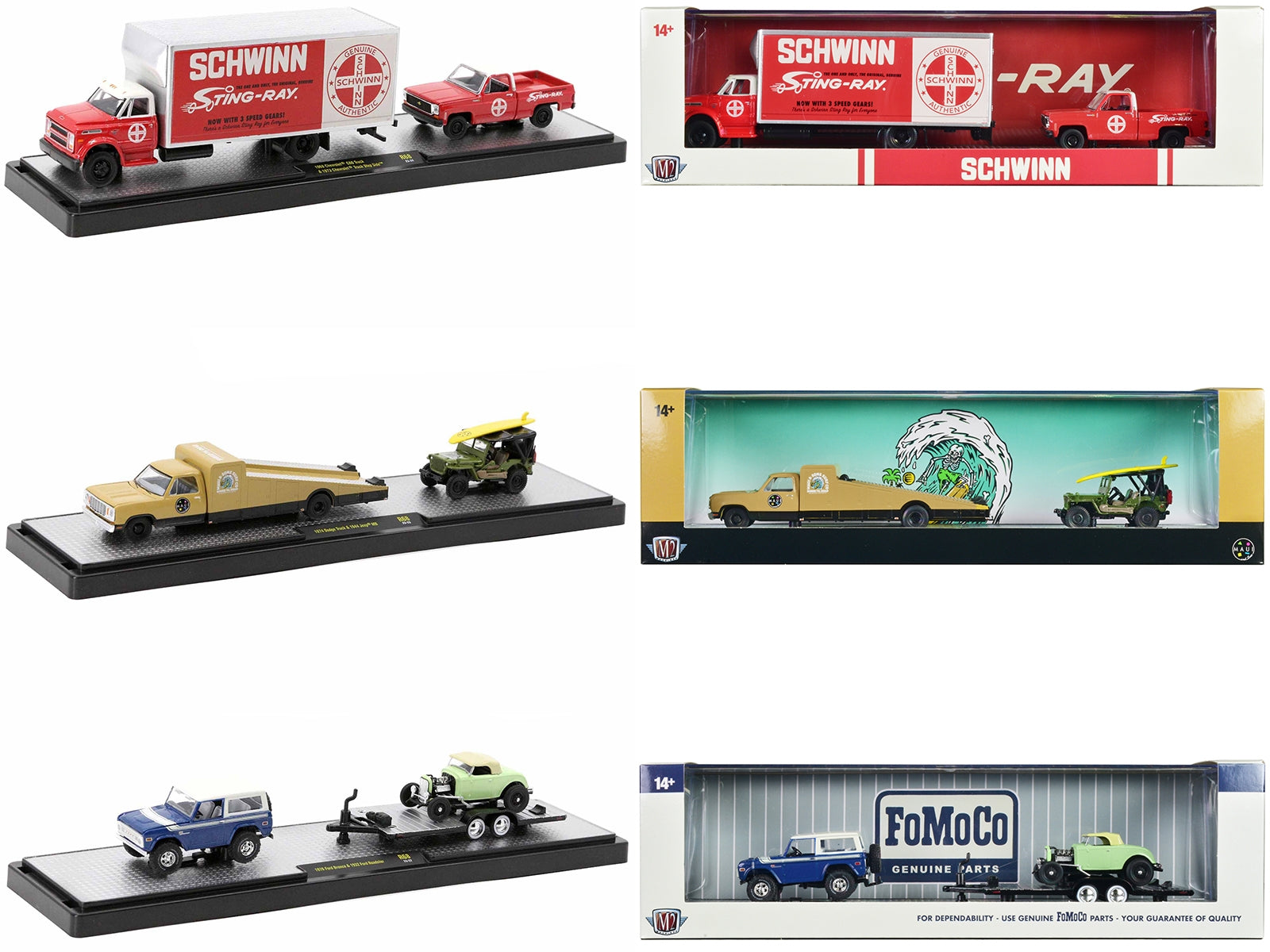 Auto Haulers Set of 3 Trucks Release 68 Limited Edition to 9600 pieces Worldwide 1/64 Diecast Models by M2 Machines M2