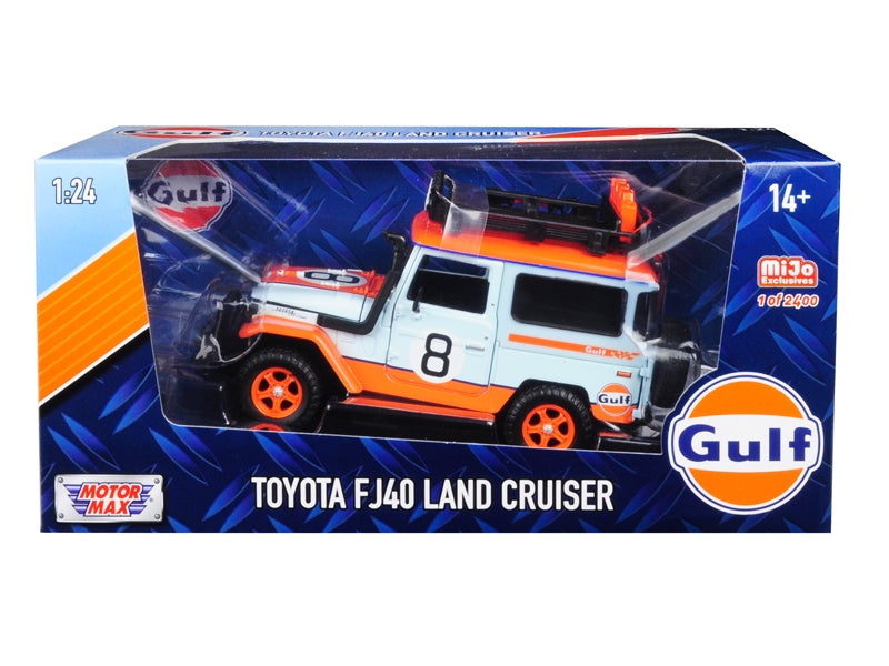 Toyota FJ40 Land Cruiser #8 "Gulf Oil"  White Limited Edition to 2400 pieces Worldwide 1/24 Diecast Model Car by Motormax Motormax