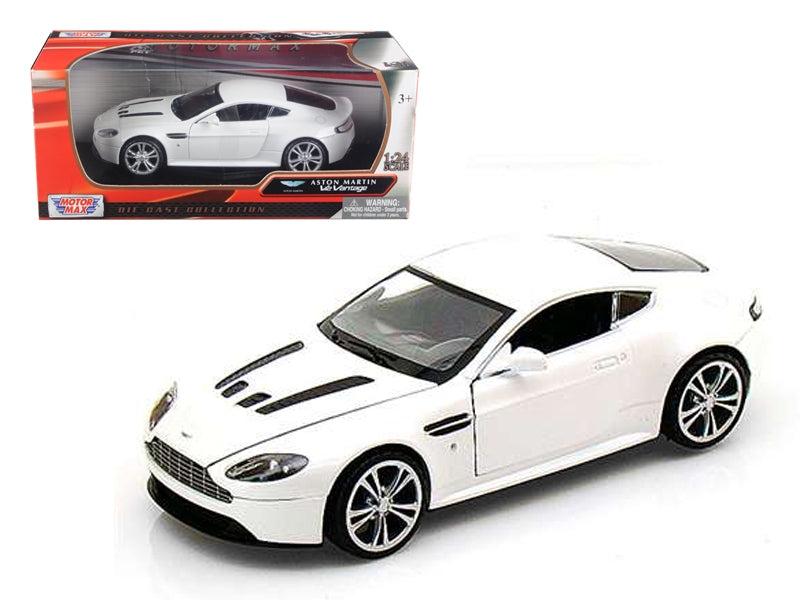 Aston Martin V12 Vantage Pearl White 1/24 Diecast Car Model by Motormax Motormax