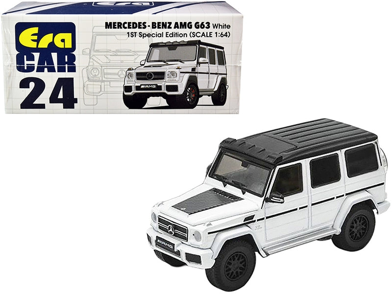 Mercedes Benz AMG G63 White with Black Top 1st Special Edition 1/64 Diecast Model Car by Era Car Era Car