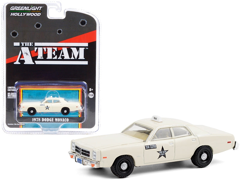 1978 Dodge Monaco Taxi Cream "Lone Star Cab Co." "The A-Team" (1983-1987) TV Series "Hollywood Special Edition" 1/64 Diecast Model Car by Greenlight Greenlight