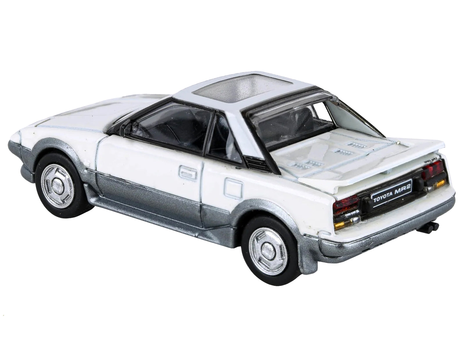 1985 Toyota MR2 MK1 White and Silver Metallic with Sun Roof 1/64 Diecast Model Car by Paragon Models Paragon