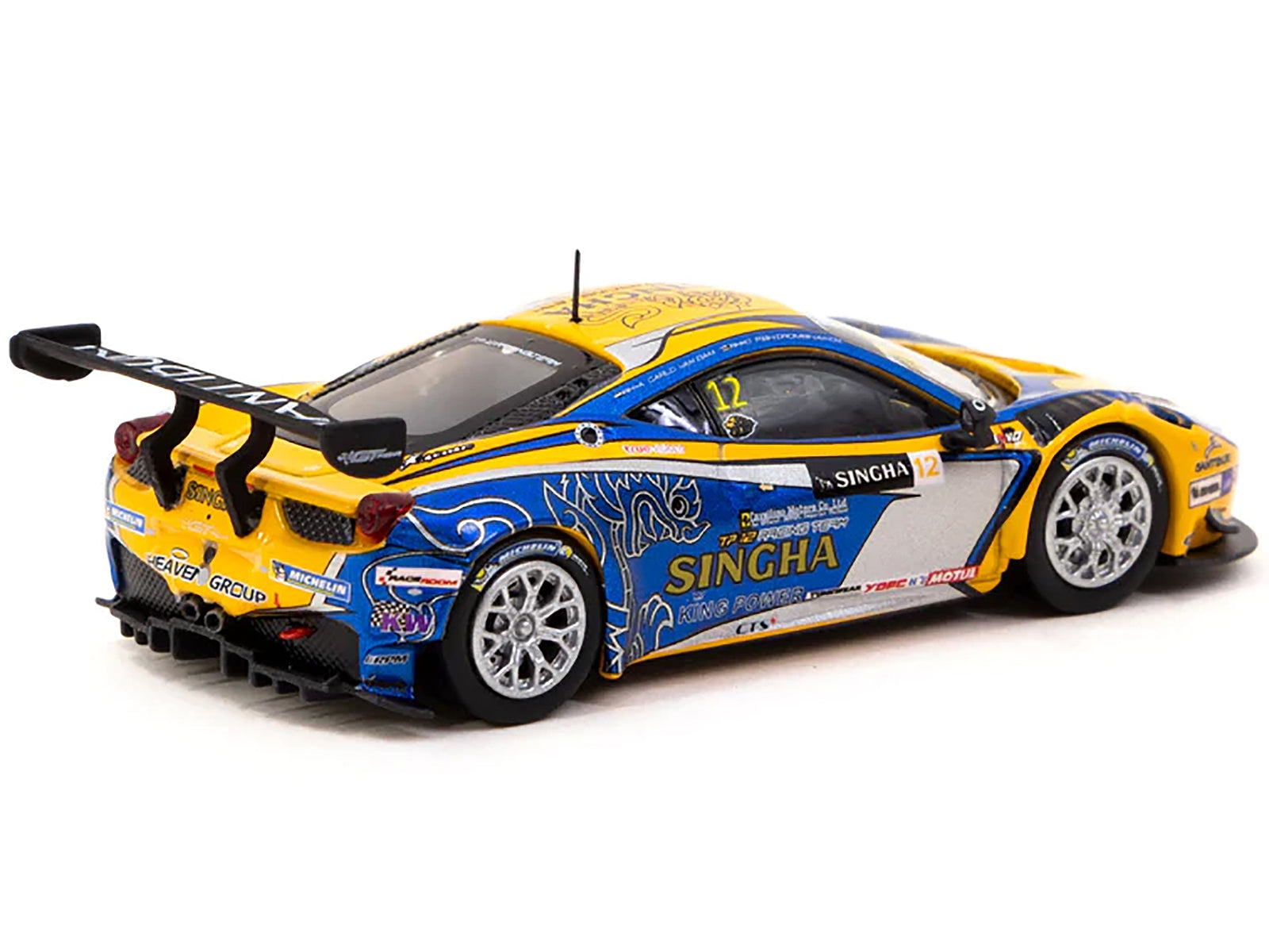 Ferrari 458 Italia GT3 #12 Carlo van Dam - Piti Bhirombhakdi "Singha Motorsport" "GT Asia Series" (2016) "Hobby64" Series 1/64 Diecast Model Car by Tarmac Works Tarmac Works