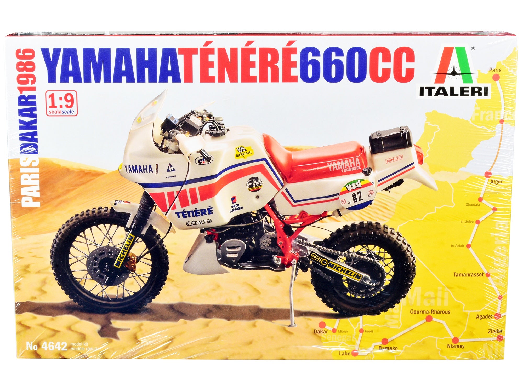 Skill 5 Model Kit Yamaha Tenere 660 CC Motorcycle "Paris-Dakar" (1986) 1/9 Scale Model by Italeri Italeri