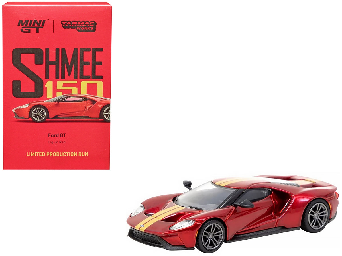 Ford GT Liquid Red Metallic with Gold Stripes "Shmee150 Collection" "Collaboration Model" 1/64 Diecast Model Car by True Scale Miniatures & Tarmac Works True Scale Miniatures