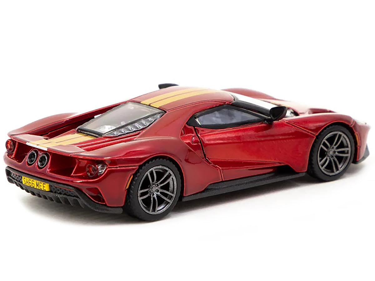 Ford GT Liquid Red Metallic with Gold Stripes "Shmee150 Collection" "Collaboration Model" 1/64 Diecast Model Car by True Scale Miniatures & Tarmac Works True Scale Miniatures