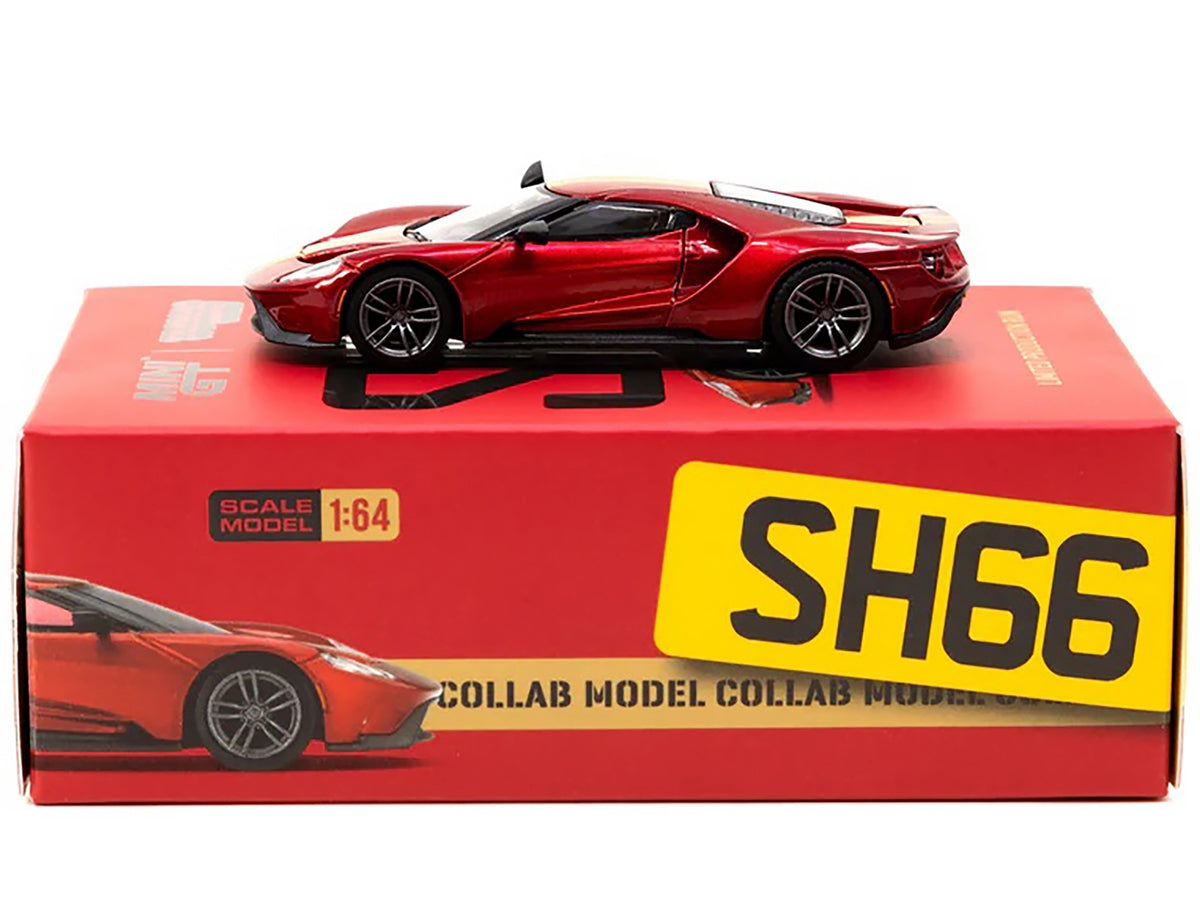 Ford GT Liquid Red Metallic with Gold Stripes "Shmee150 Collection" "Collaboration Model" 1/64 Diecast Model Car by True Scale Miniatures & Tarmac Works True Scale Miniatures