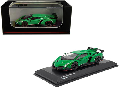 Lamborghini Veneno Green with Red Line 1/64 Diecast Model Car by Kyosho Kyosho