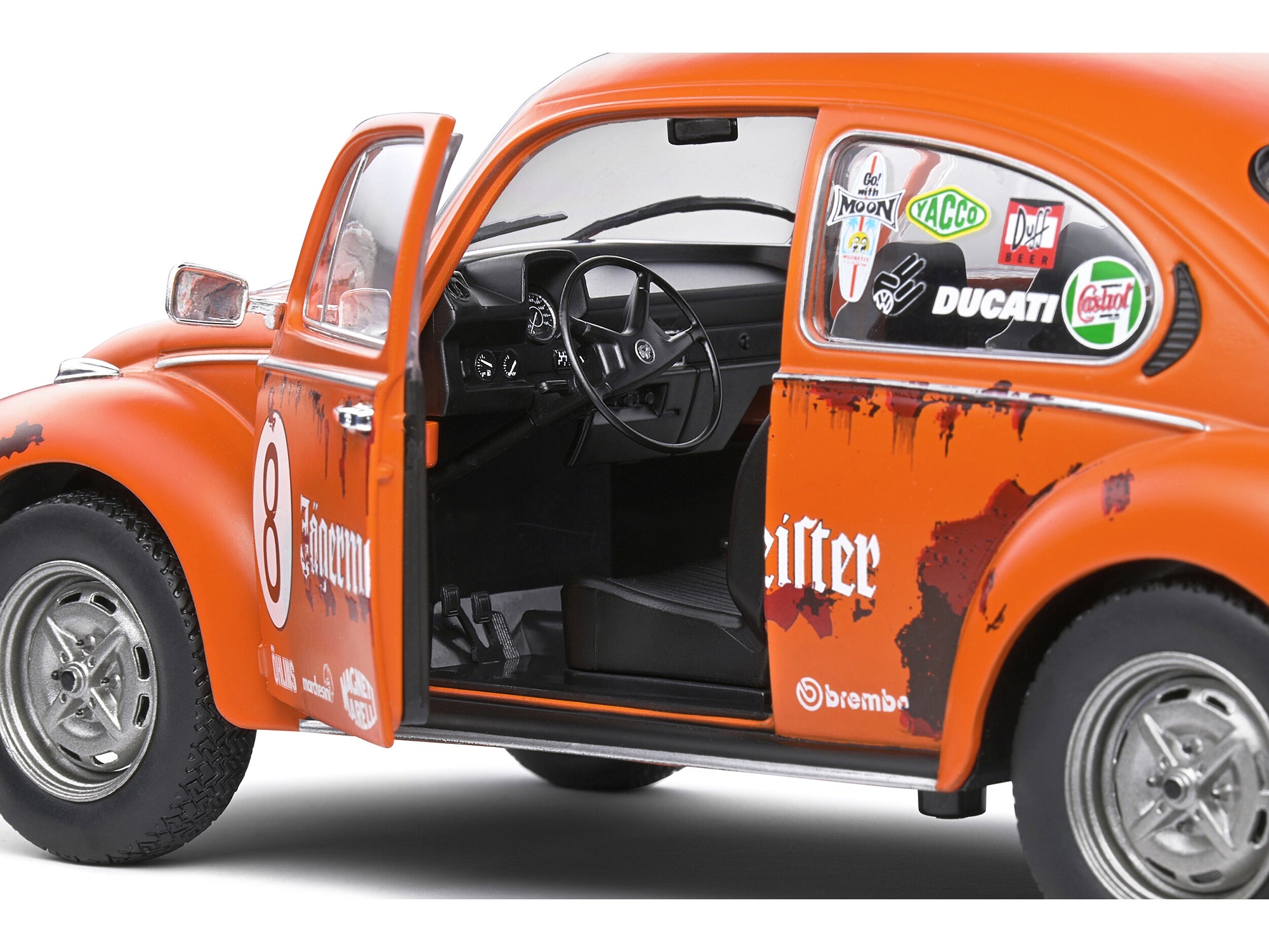 1974 Volkswagen Beetle 1303 #8 Matt Orange "Jagermeister" Tribute "Competition" Series 1/18 Diecast Model Car by Solido Solido