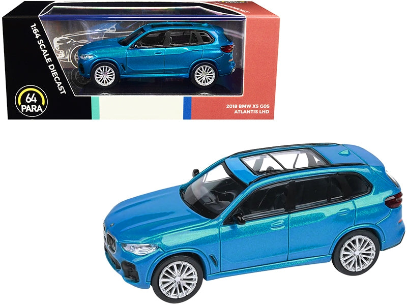 2018 BMW X5 G05 with Sunroof Atlantis Blue Metallic 1/64 Diecast Model Car by Paragon Models Paragon