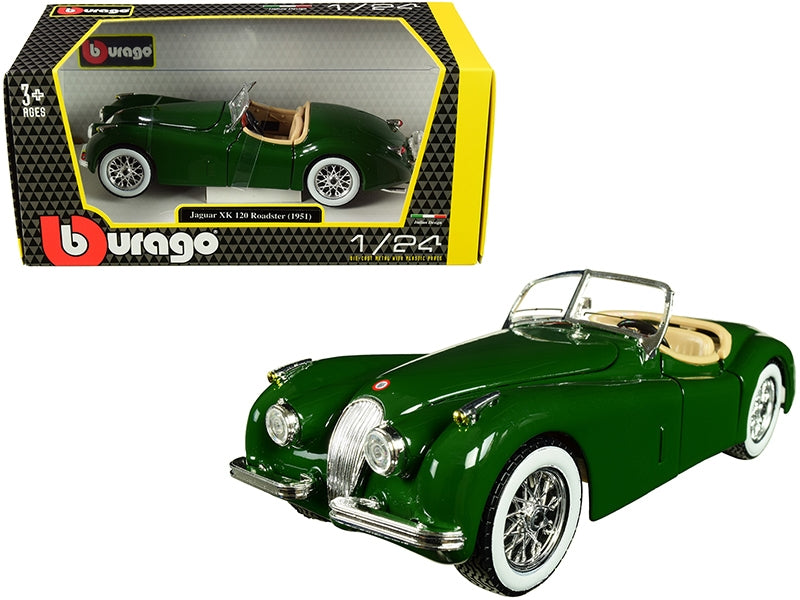 1951 Jaguar XK 120 Roadster Green 1/24 Diecast Model Car by Bburago Bburago