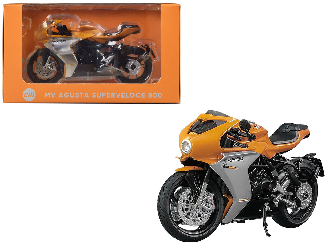 MV Agusta Superveloce 800 Motorcycle Orange and Silver 1/18 Diecast Model by CM Models CM Models