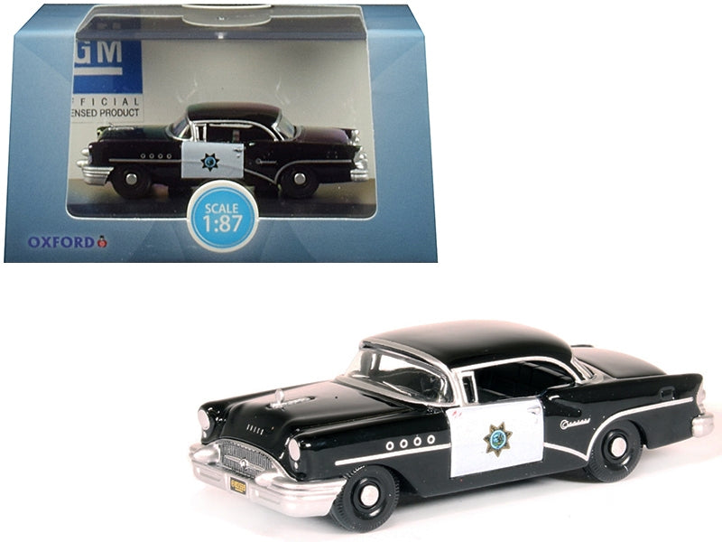 1955 Buick Century "California Highway Patrol" (CHP) Black 1/87 (HO) Scale Diecast Model Car by Oxford Diecast Oxford Diecast