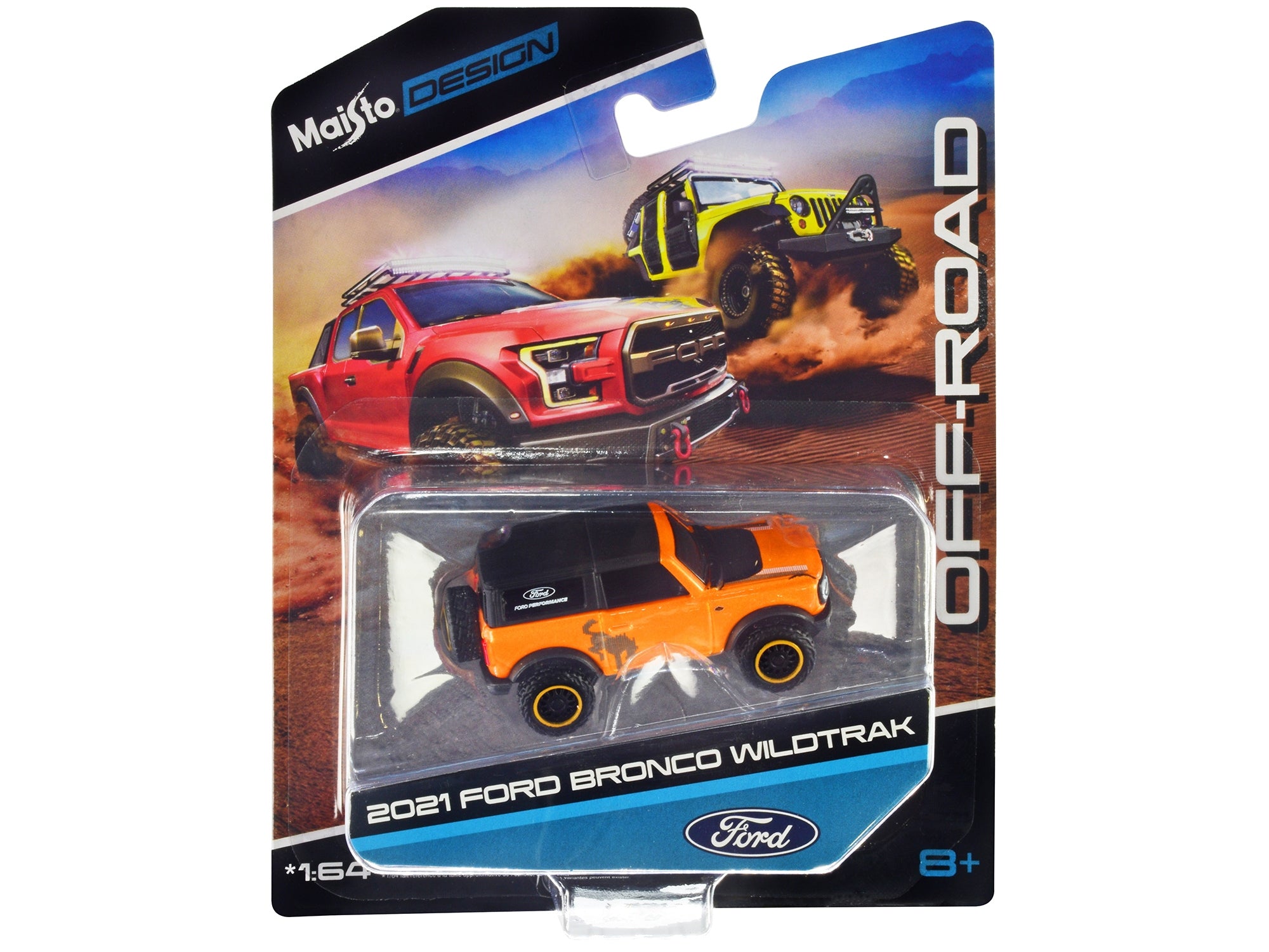 2021 Ford Bronco Wildtrak Orange Metallic with Black Top "Off-Road" "Maisto Design" Series 1/64 Diecast Model Car by Maisto Maisto