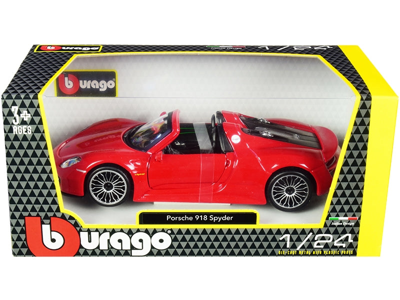 Porsche 918 Spyder Convertible Red 1/24 Diecast Model Car by Bburago Bburago