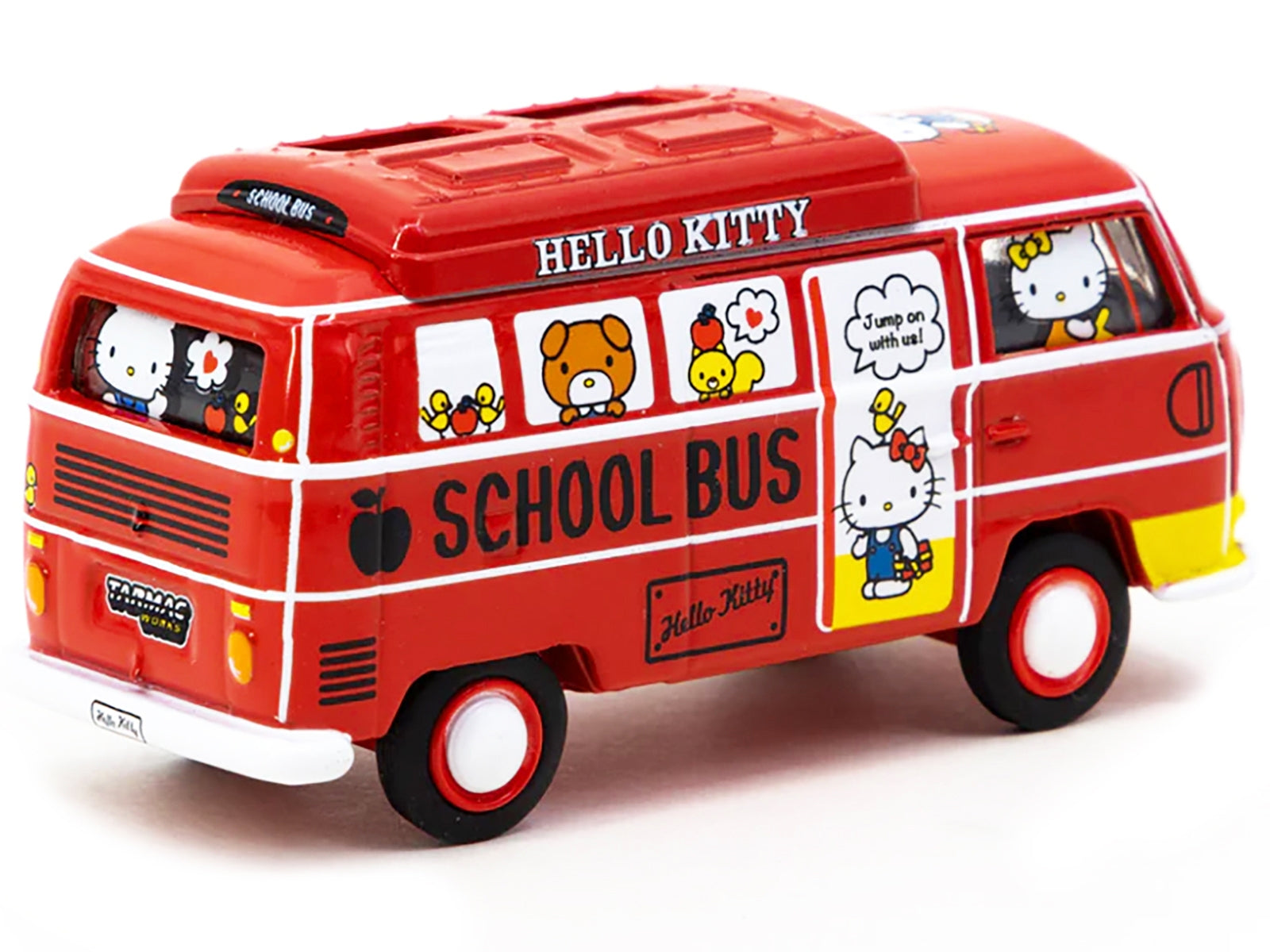 Volkswagen Type II (T2) Van Red "Hello Kitty Capsule School Bus" "Collab64" Series 1/64 Diecast Model Car by Schuco & Tarmac Works Schuco