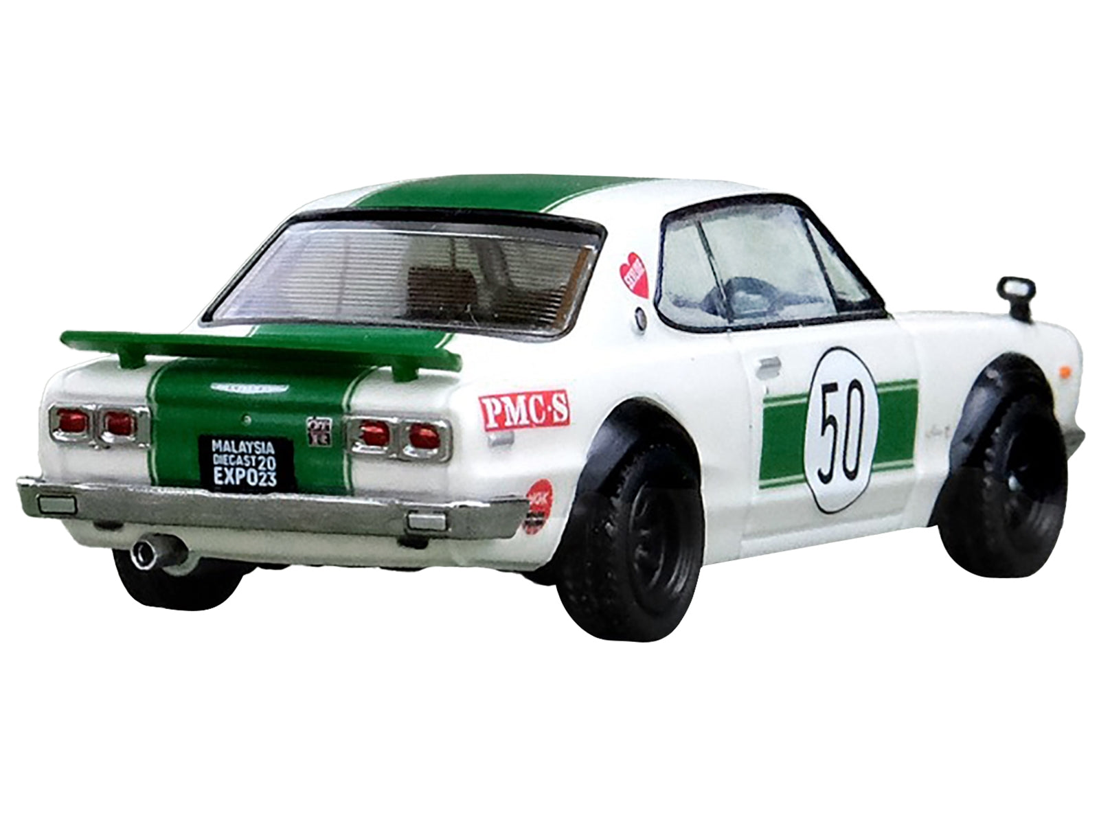 Nissan Skyline 2000 GT-R (KPGC10) #50 RHD (Right Hand Drive) White with Green Stripes "Malaysia Diecast Expo Event Edition" (2023) 1/64 Diecast Model Car by Inno Models Inno Models