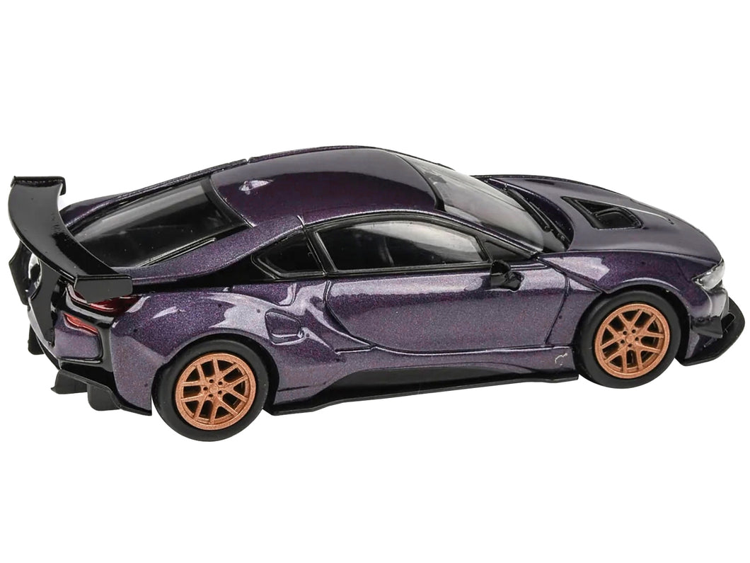 BMW i8 Liberty Walk Twilight Purple Metallic with Gold Wheels 1/64 Diecast Model Car by Paragon Models Paragon