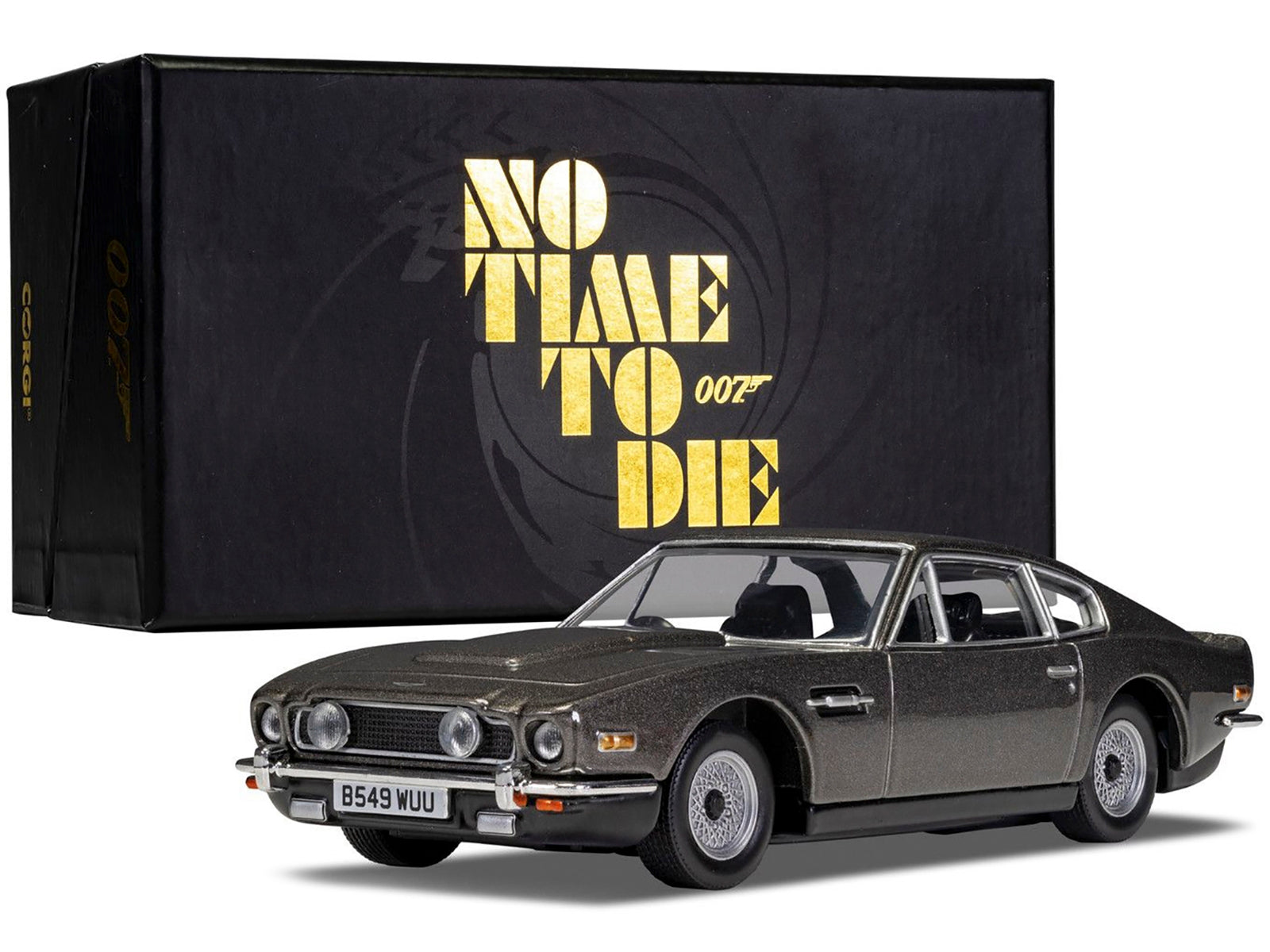 Aston Martin V8 RHD (Right Hand Drive) Black Metallic James Bond 007 "No Time To Die" (2021) Movie Diecast Model Car by Corgi Corgi