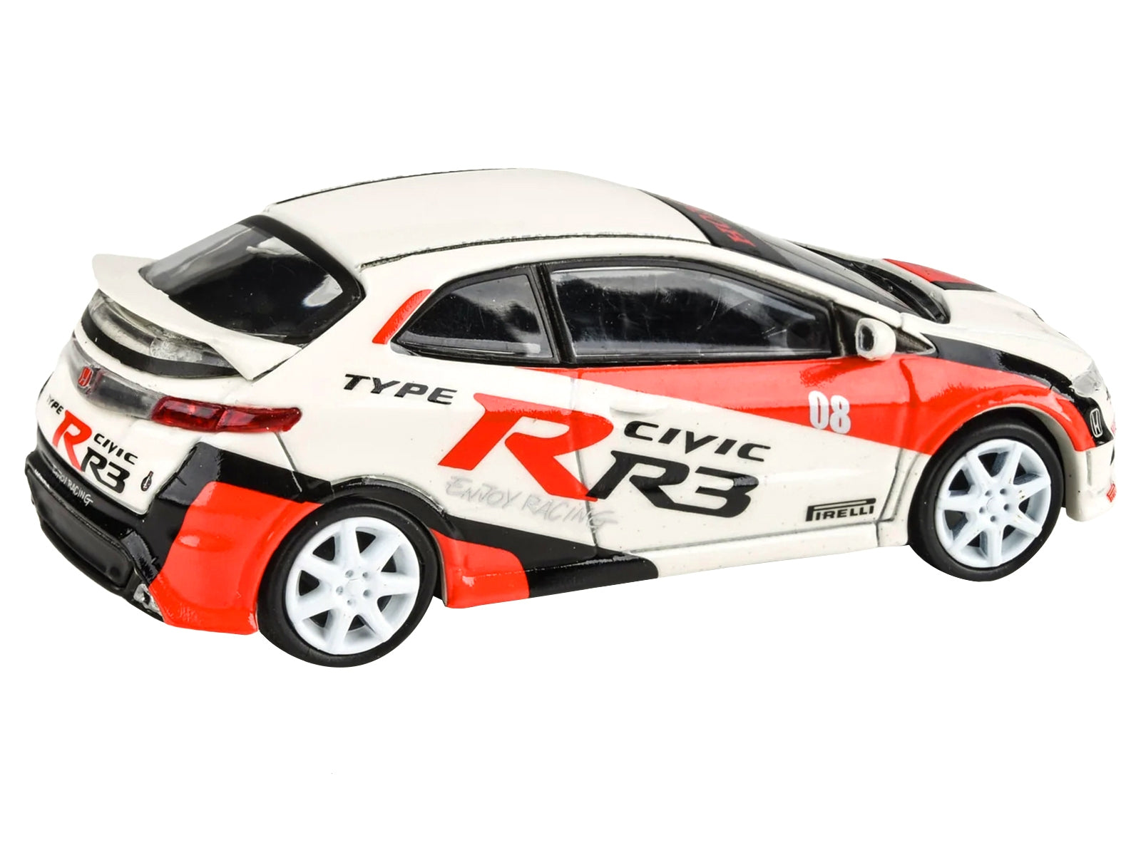 2007 Honda Civic Type R FN2 White "Race Livery" 1/64 Diecast Model Car by Paragon Models Paragon