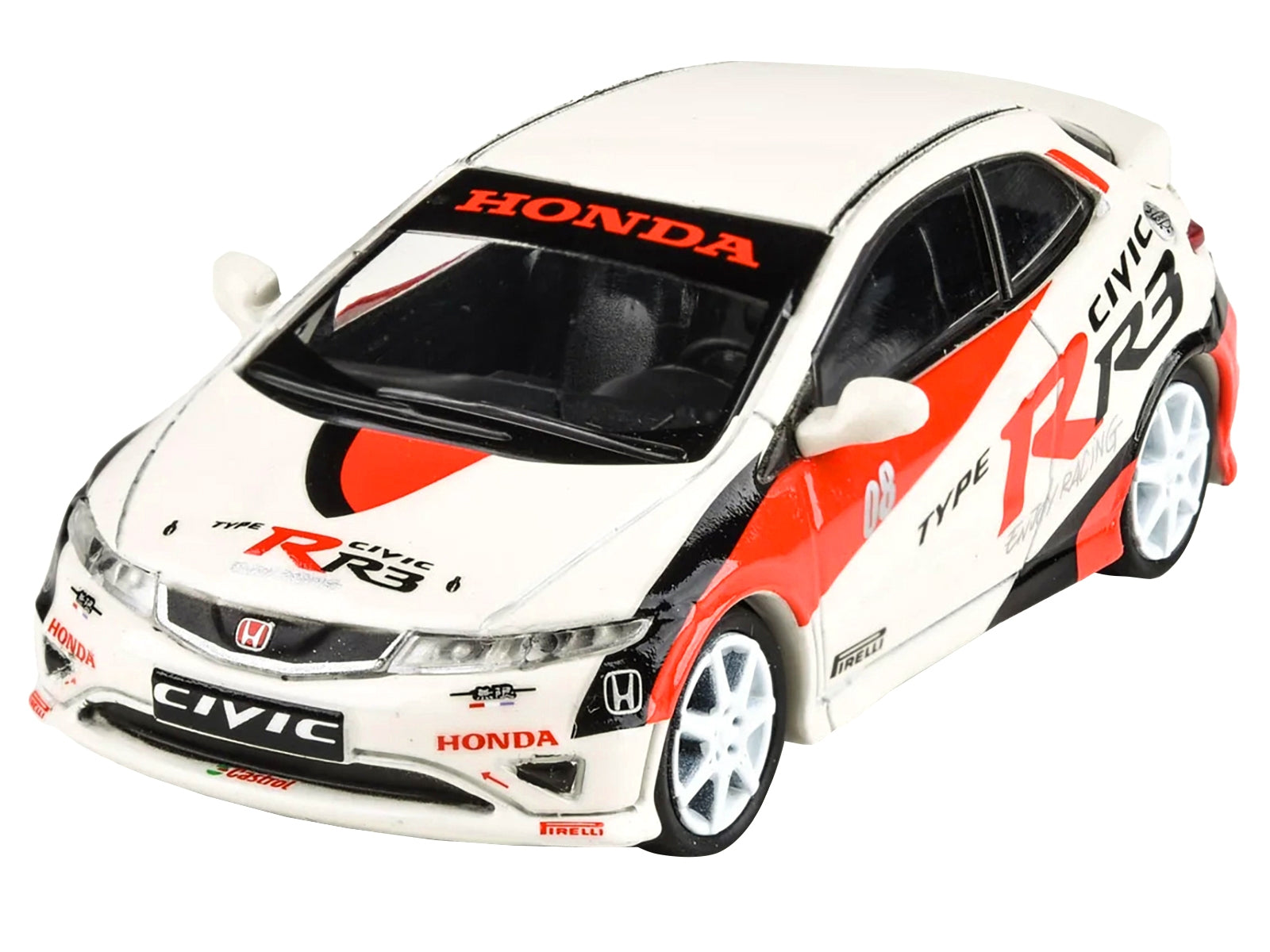 2007 Honda Civic Type R FN2 White "Race Livery" 1/64 Diecast Model Car by Paragon Models Paragon