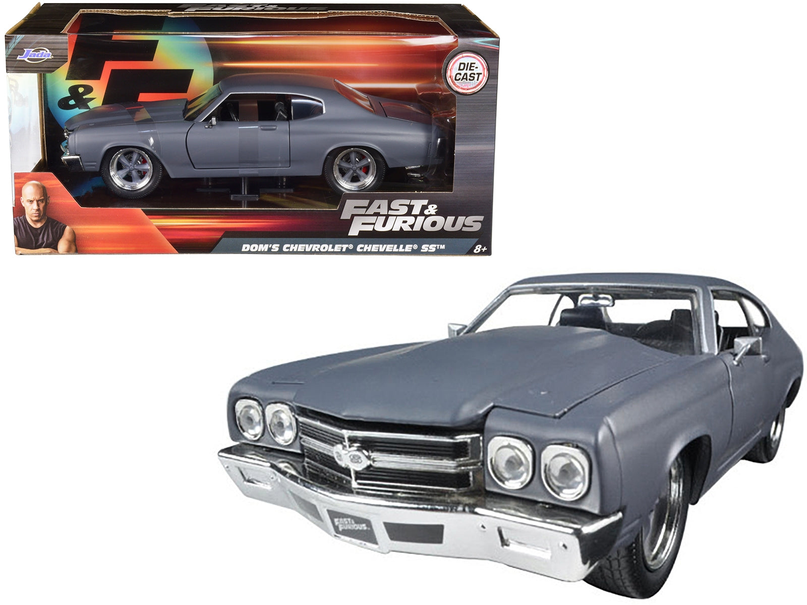 Dom's Chevrolet Chevelle SS Matt Gray "Fast & Furious" Movie 1/24 Diecast Model Car by Jada Jada