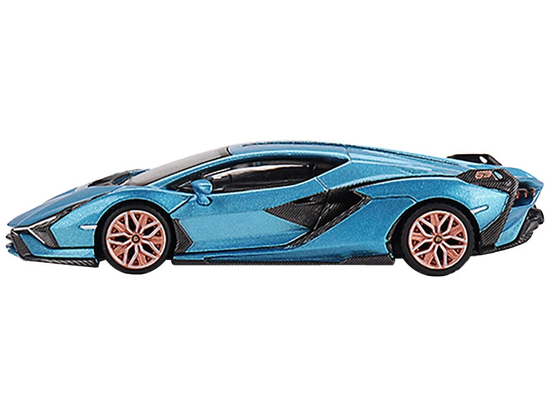 Lamborghini Sian FKP 37 Blu Aegir Blue Metallic Limited Edition to 6960 pieces Worldwide 1/64 Diecast Model Car by True Scale Miniatures True Scale Miniatures