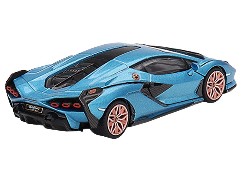 Lamborghini Sian FKP 37 Blu Aegir Blue Metallic Limited Edition to 6960 pieces Worldwide 1/64 Diecast Model Car by True Scale Miniatures True Scale Miniatures