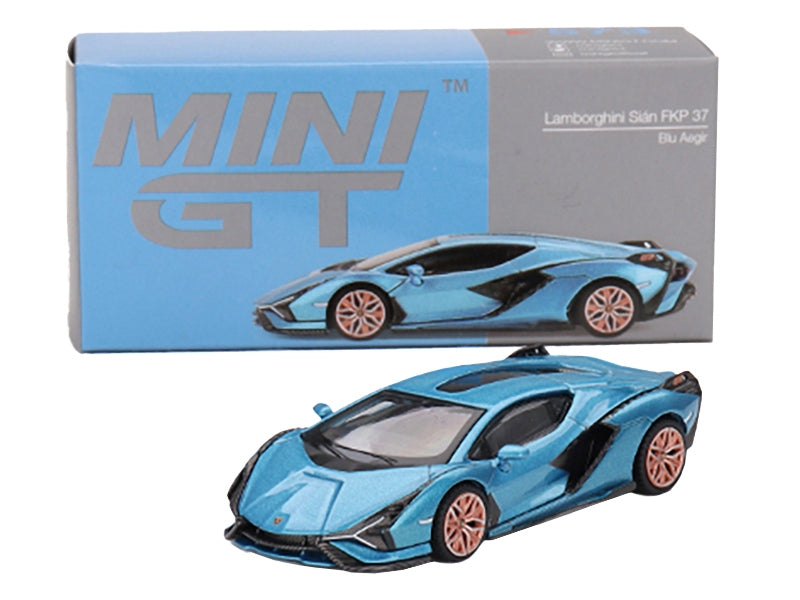 Lamborghini Sian FKP 37 Blu Aegir Blue Metallic Limited Edition to 6960 pieces Worldwide 1/64 Diecast Model Car by True Scale Miniatures True Scale Miniatures