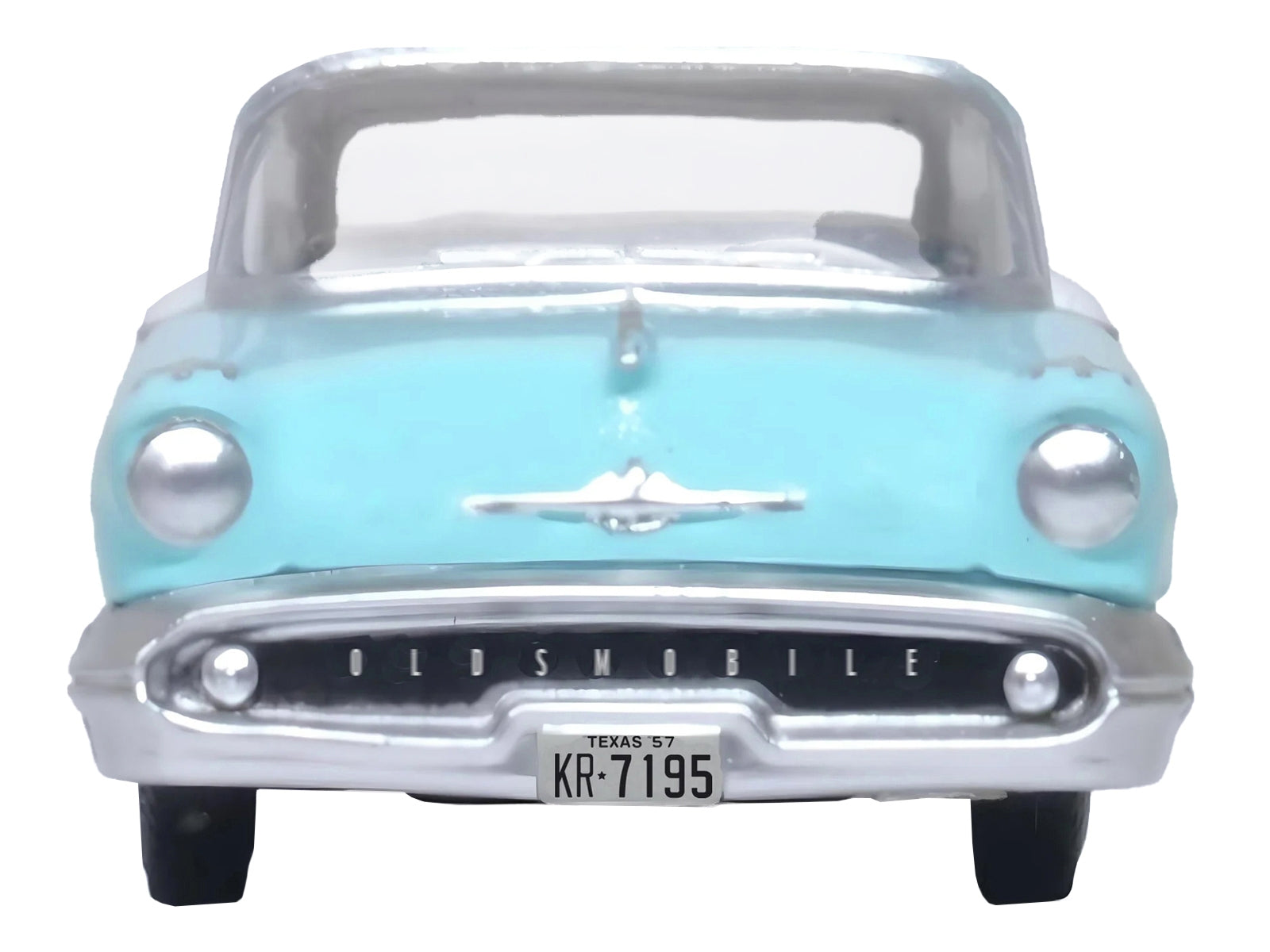 1957 Oldsmobile 88 Convertible (Top-Up) Banff Blue and Alcan White with White 1/87 (HO) Scale Diecast Model Car by Oxford Diecast Oxford Diecast