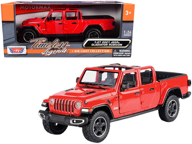 2021 Jeep Gladiator Rubicon (Open Top) Pickup Truck Red 1/24-1/27 Diecast Model Car by Motormax Motormax