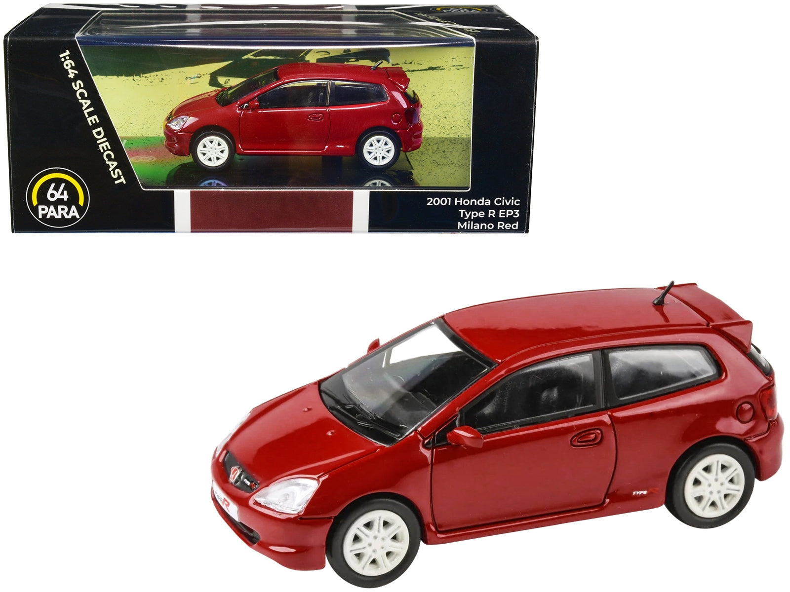 2001 Honda Civic Type R EP3 Milano Red 1/64 Diecast Model Car by Paragon Models Paragon